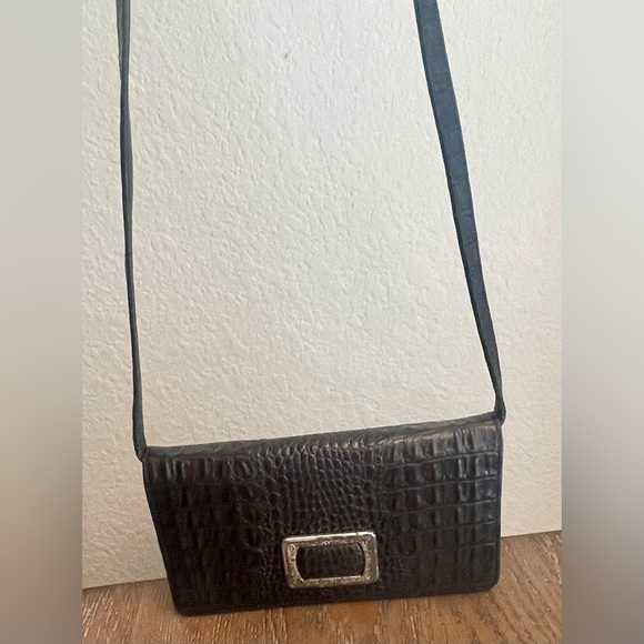 Brighton Black Croc-Embossed Shoulder Bag - Picture 2 of 11